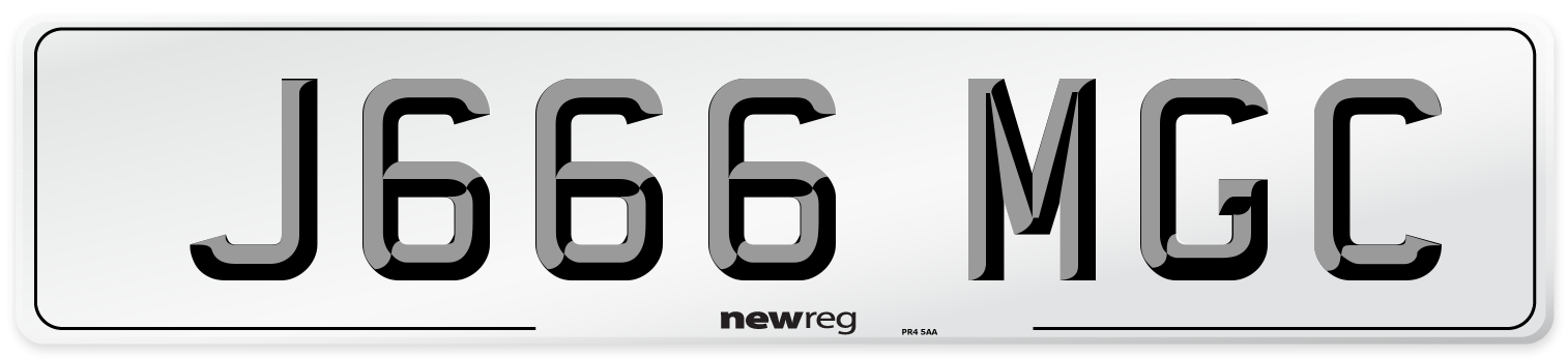 J666 MGC Number Plate from New Reg